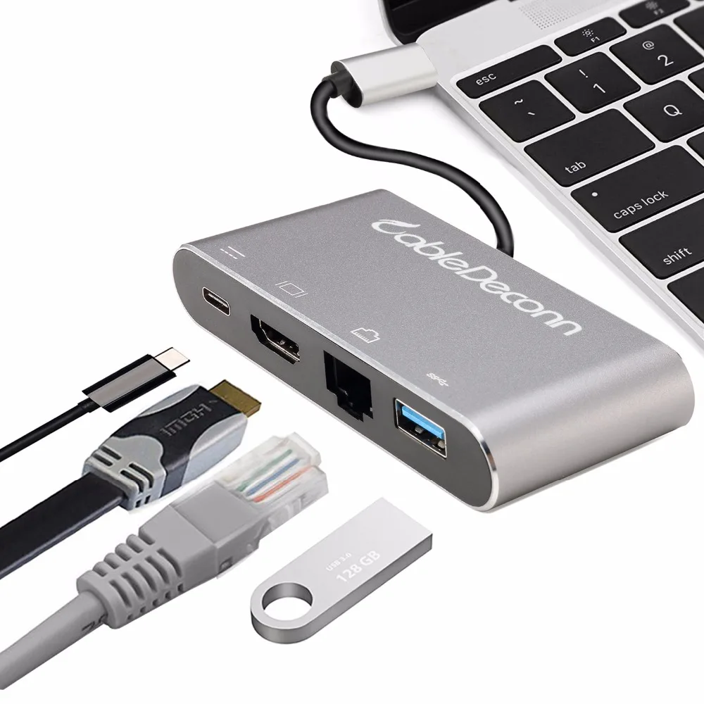 Thunderbolt 3 USB Type c к RJ45 HDMI 4K VGA USB3.0 концентратор TF SD слот C PD женский портативный адаптер