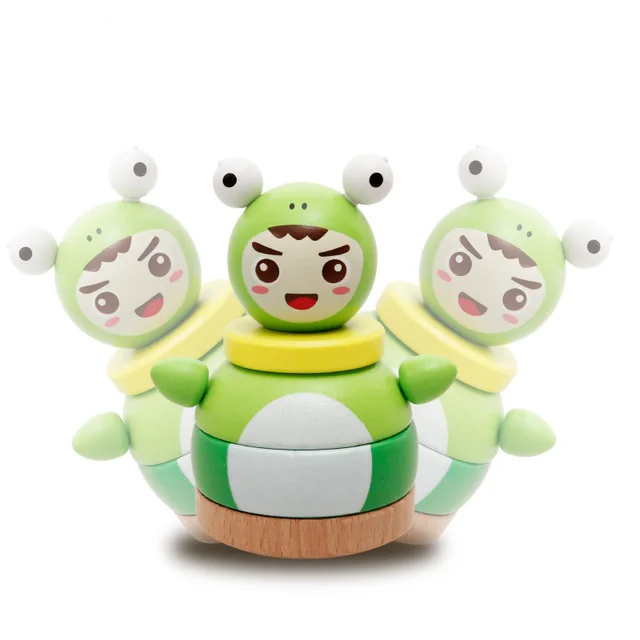 New Cartoon wooden balancing game Baby roly-poly Tumbler Toy  Mini Funny Tumbler Doll Birthday Gift for Newborns Children 2