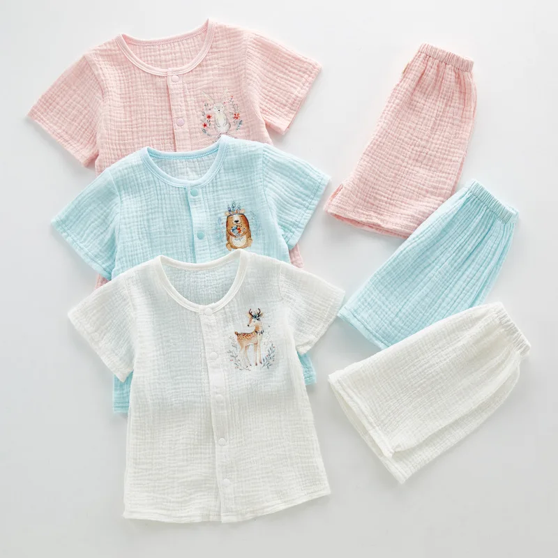 

2019 Soft mother baby short sleeve new clothes cotton baby suit 2 pcs tops +pants for newborn children sets