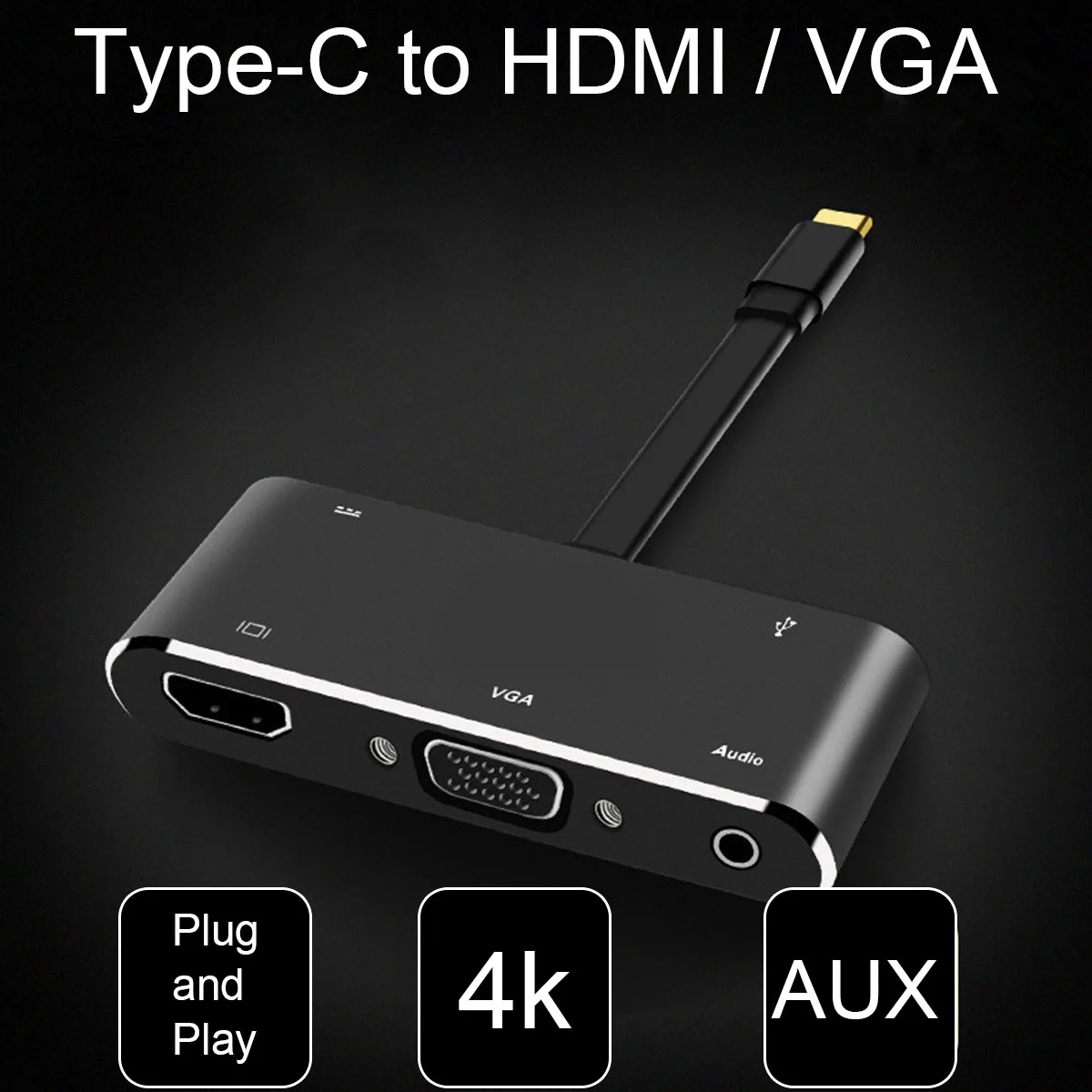  Nuovo 4k * 2k USB3.1 Tipo-C a HDMI VGA con audio interfaccia USB HD linea di conversione