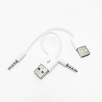 

25pcs/lot 3.5mm Jack AUX to USB 2.0 Charger Data Sync Audio Adapter Cable for Apple iPod 3rd 4th 5th 6th gen MP3 MP4