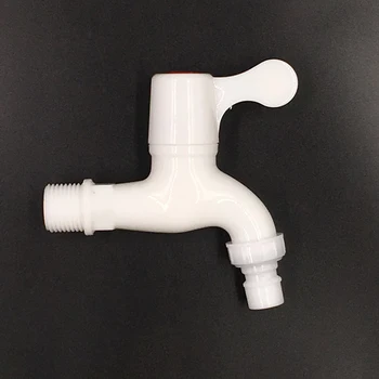 

1/2 or 3/4 Inch PVC Bibcocks Wall-mounted White Fast on Tap Washing Machine Outdoor Garden Small Faucet Home Replacement