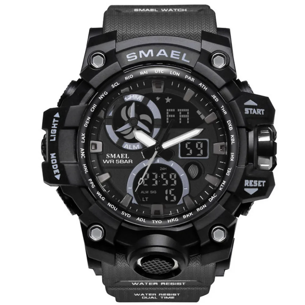 Relogio masculino мужские спортивные часы с двойным дисплеем Аналоговый Цифровой светодиодный электронный наручные резиновый ремешок для часов военные часы A40
