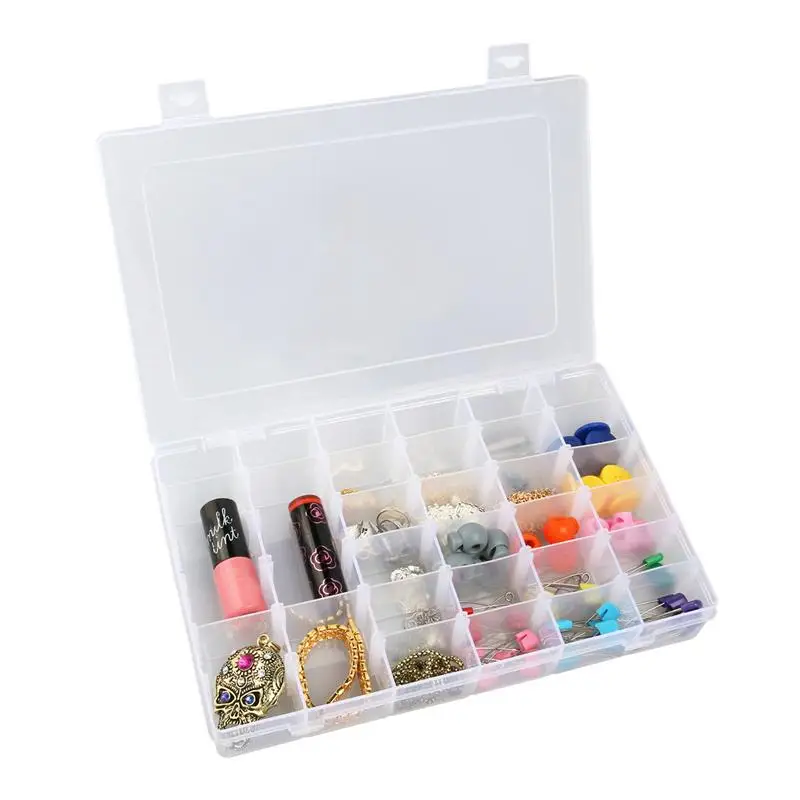 

WINOMO 1 PC Portable 36-Grid Clear Hard Plastic Adjustable Jewelry Organizer Box Storage Container Case With Removable Dividers