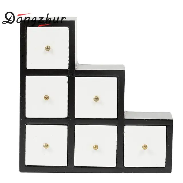 Dongzhur Doll House Mini Furniture Black And White Simple Ladder Dongzhur Doll House Mini Furniture Black And White Simple Ladder Cabinet Dollhouse Miniatures 1 12