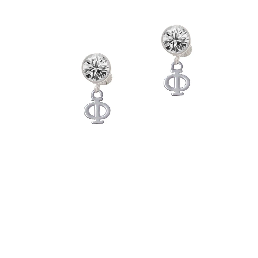 Small Greek Letter - Phi - Crystal Clip On Earrings (1)