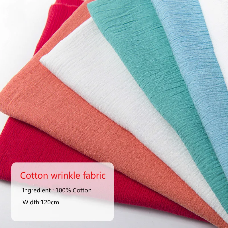 

100% Cotton Crepe Spring and Summer Women's Textile Cotton Solid Color Wash Cloth Children's Clothing Cotton Fabric