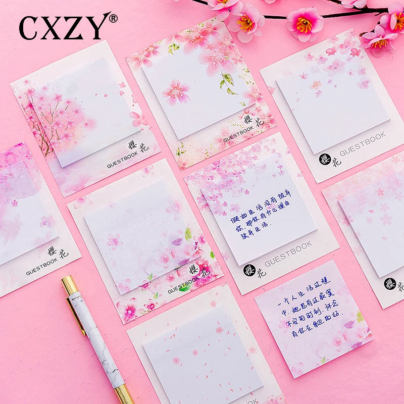 

CXZY Sakura sticky note kawaii index notebook memo pad planner sticker scrapbooking office list masking post stationery 3B835
