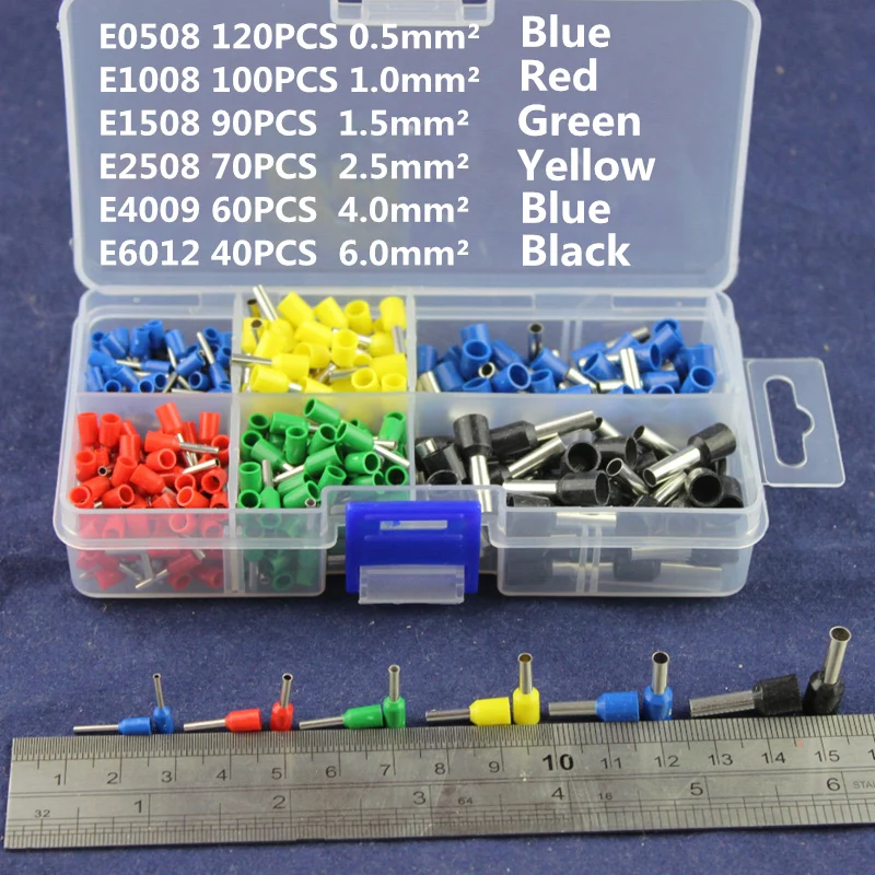 

High quality 480Pcs Cord End Copper Tube Connectors Kits Insulated Cord Pin End Crimp Terminals Bootlace Ferrules for 22-10AWG