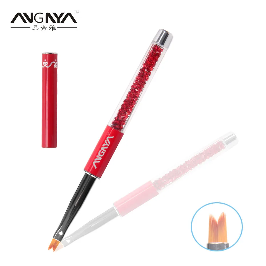 ANGNYA Einzigartige UV Gel Nagelbürste Acryl Metall Kristall Griff Nail art Pinsel Für Nagellack Farbe Rot Einzelstück Billig