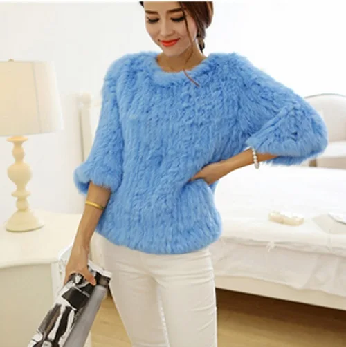 

new Free shipping Luxury knitted Rabbit Fur Coat Women genuine rabbit fur jacket fur waistcoat colorful