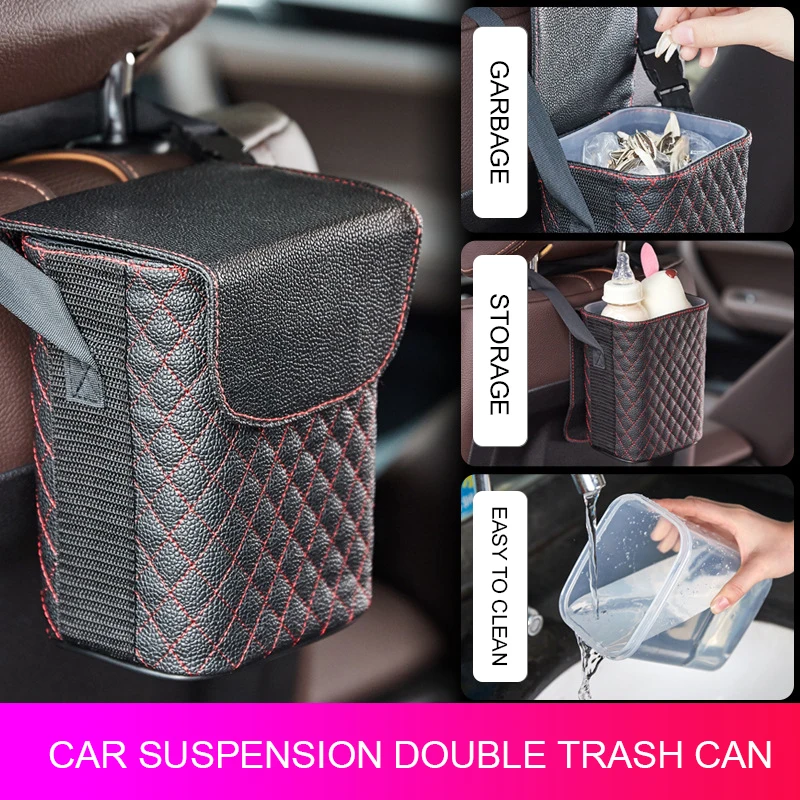 

Rylybons Car Trash Bin Auto Organizer Storage Box Car Trash Can Rubbish Gargage Holder Automobile Storage for Car Accessories