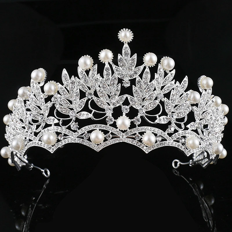 

1pc Fashion Pearl Wedding Crown Sliver Bridal Headband Wedding Tiaras Pageant Jewelry Hair Accessories BBB0211