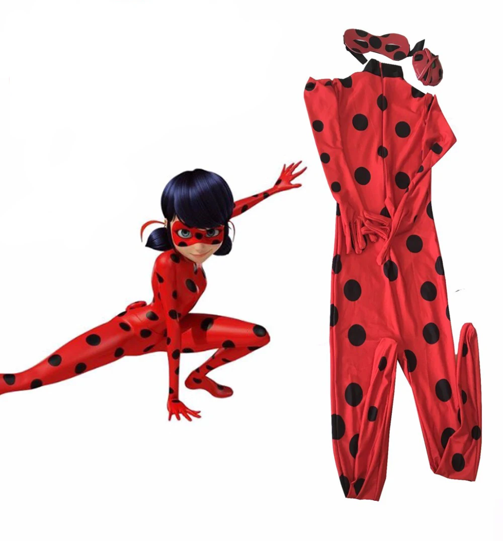 Kids Zip The Miraculous Ladybug Cosplay Costume Halloween Girls Ladybug