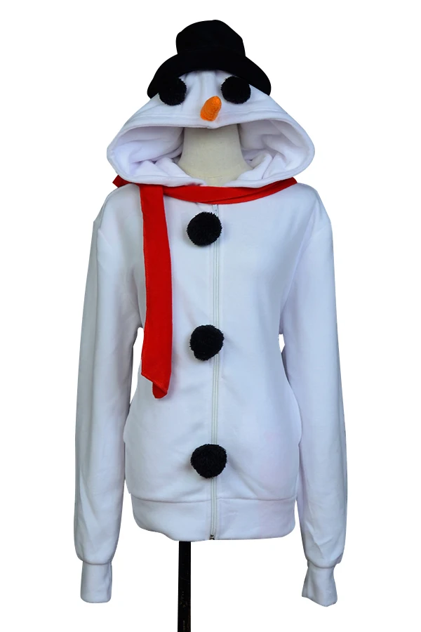 SnowMan White Black Hoodies Jacket Coat Long Sleeve With Hat Cap Unisex