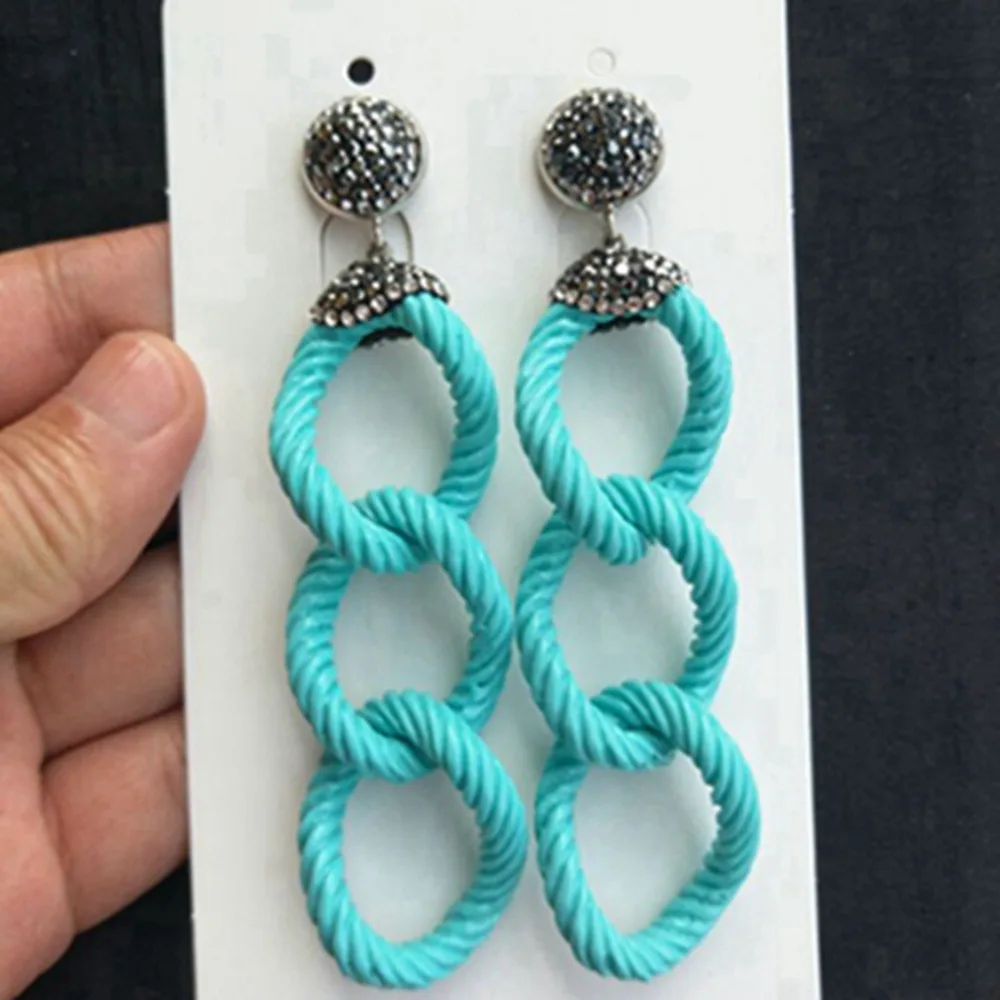 

Blue Red White Resin 4Layer Long Drop Earrings Oorbellen 2018 Fashion Jewelry Boucle d Oreille Woman Geometric Bohemian Earring