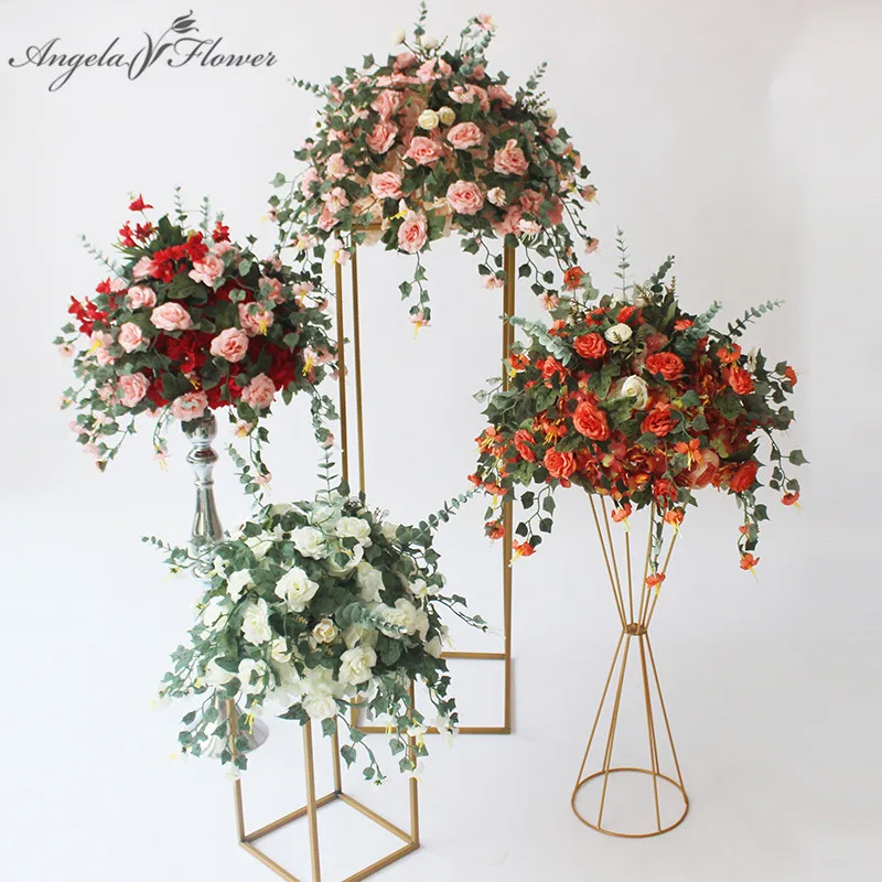 

New table flower centerpiece with plant vine DIY wedding decor backdrop artificial flower ball silk floral bouquet wisteria rose