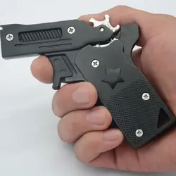Нежный, компактный складной кожаный ремешок пистолет все-металлический непрерывный сухожилие пистолет с резиновой лентой игрушечный