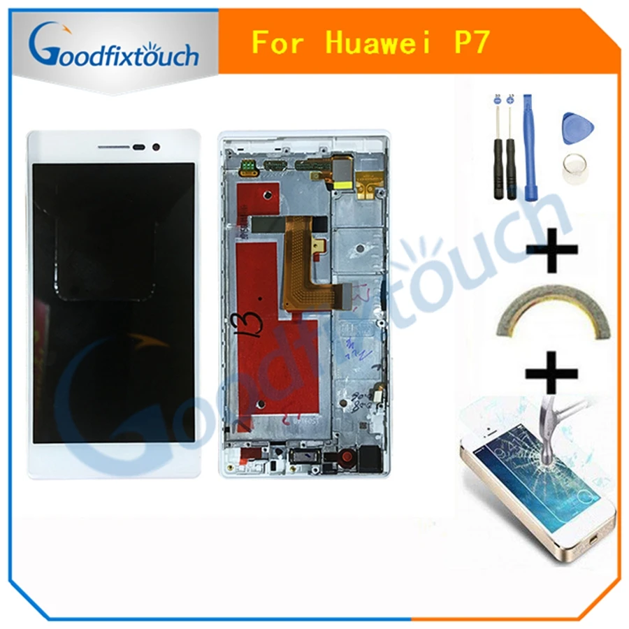 С рамкой высшего качества для huawei Ascend P7 ЖК-дисплей дигитайзер сенсорный экран