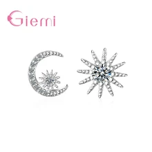 Элегантный высококачественный Блестящий красивый лунный цветок 925 пробы серебряные серьги с цирконием кубической огранки для женщин ювелирные изделия