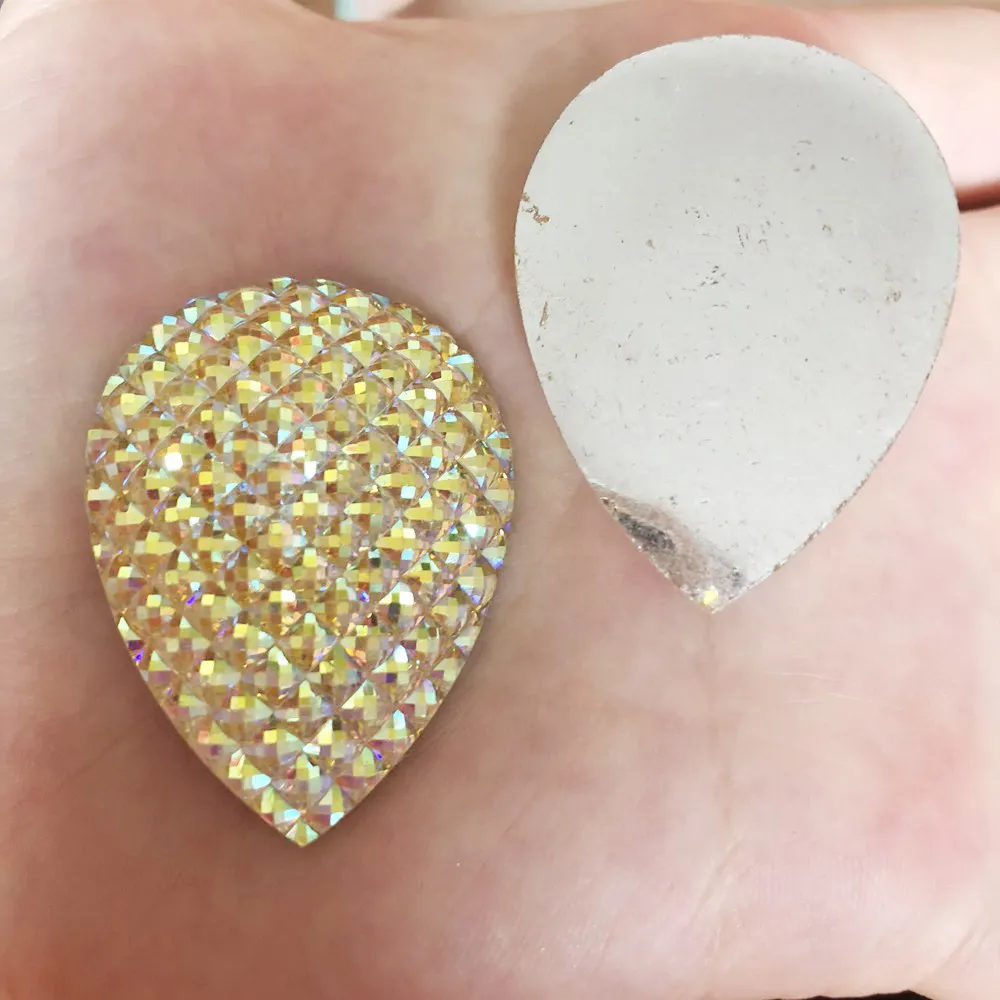 

Hot DIY 4pcs 30mm*40mm AB Drop Resin Flatback Rhinestone Wedding Buttons Crafts R691