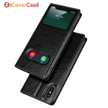 

Luxury Business Cover For iPhone XS Window Case For iPhone XS Max Real Leather Magnet Flip Phone Bag For Apple iPhone XS Coque