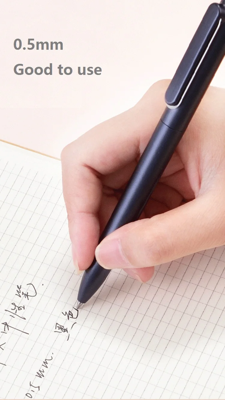6 шт. 0,5 мм пресс-Тип Металлические Цвета Гелевые черные чернила для ручек пулеобразная ручка Студенческая углеродная черная ручка офисное собрание канцелярские принадлежности Deli A12