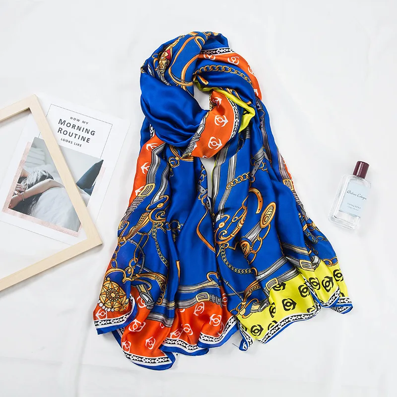 Fashion Beach Shawls Scavesf For Women Printed Silk Neck Scarfs Female 180*90cm Long Stole Neckerchief Scarves For Ladies