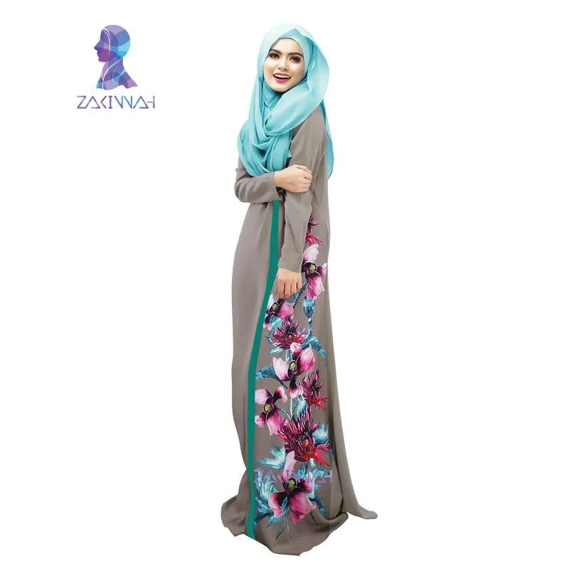 026 новый стиль в Дубае Женский цветочный принт халат сращенный халат мусульманское платье Женская одежда халат Турецкая абайа vestidos musulmanes