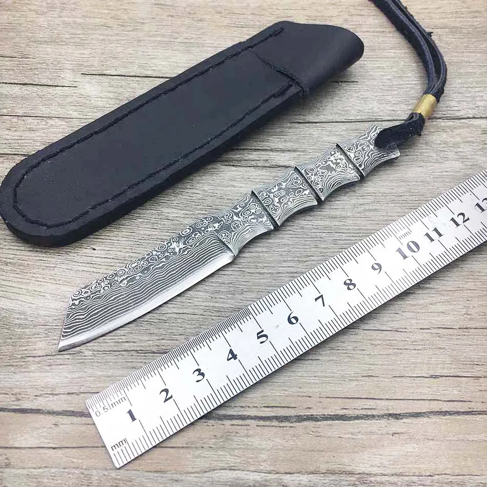 Buy Bamboo shape all Damascus steel Portable Survival