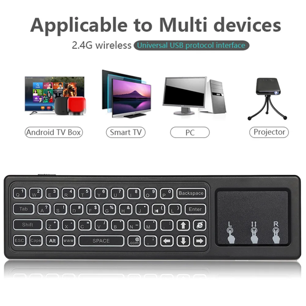 2.4GHz 6-Axis Backlit Air Mouse Wireless Keyboard w/ Touchpad IR Learning Remote Control for Smart TV Android TV BOX Computer 2.4GHz 6-Axis Backlit Air Mouse Wireless Keyboard w/ Touchpad IR Learning Remote Control for Smart TV Android TV BOX Computer