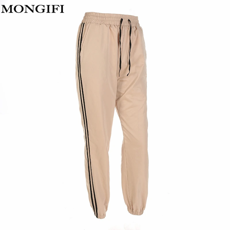 khaki drawstring cargo joggers womens