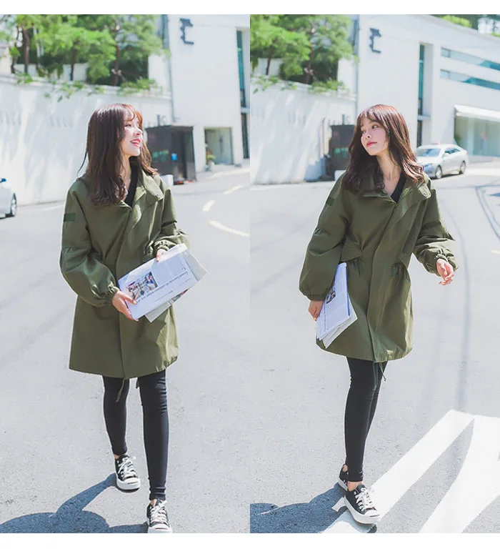 Poche 2018 Manteau Army Longues Green Réglable Manteaux Stand Tranchée A836 Femmes Red Automne Femme hawthorn Cardigan Taille Manches Casual Trench w0nFX