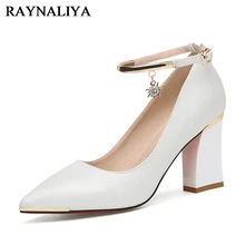 Women Pumps New Fashion Pointed Toe High Heels 2018 Square Heel Shoes Ladies Office Wedding Party Office Pumps Shoes YG-A0143 2019 fashion design women high heels ivory pearl wedding party shoes 3 inches heel bride shoes pointed toe ceremony event pumps