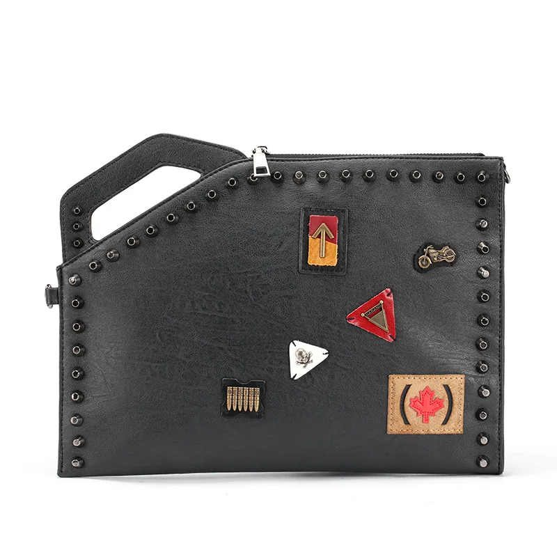 

102318 new hot yesetn men fashion rivet hand bag male day clutches bag