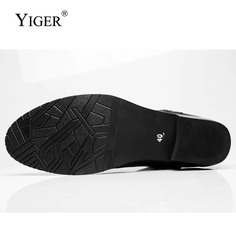 YIGER/Новинка года; мужские Ботинки Martin из натуральной кожи; черные мужские ботинки с острым носком; ботинки в байкерском стиле; Теплая обувь; 0152