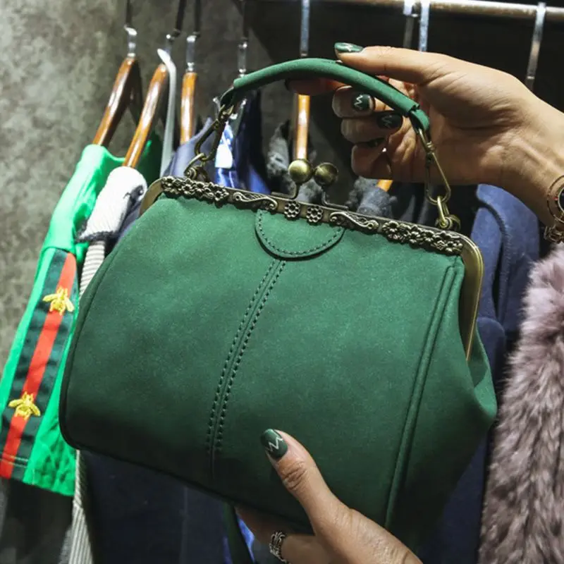 Новая женская сумка, сумки на плечо, сумка-тоут, кошелек с замком поцелуя, матовая сумка-хобо, сэтчел, сумка через плечо, женская кожаная сумка - Цвет: Зеленый