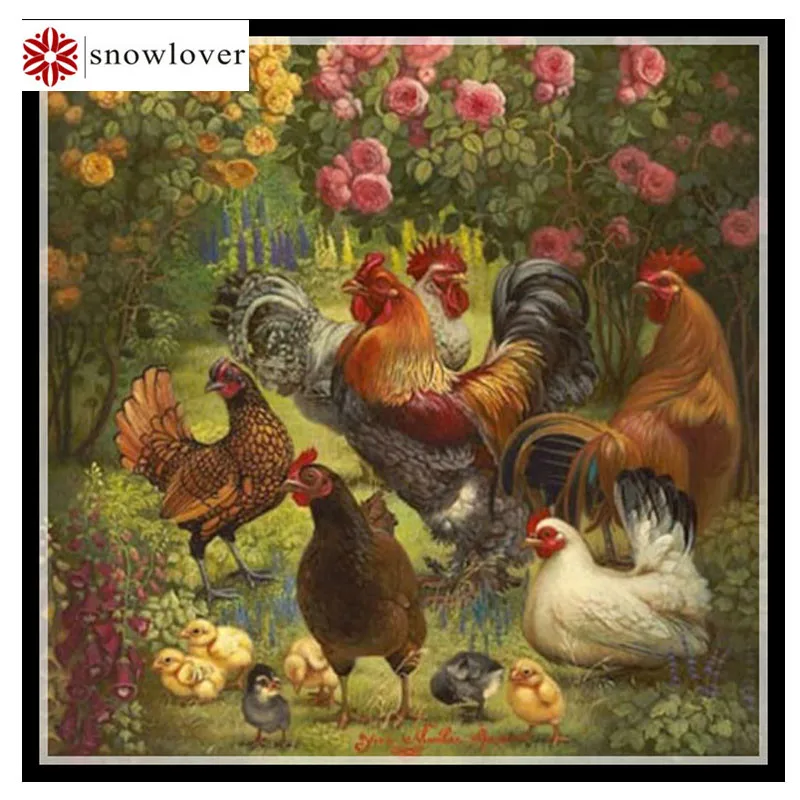 Needlework,embroidery,DIY DMC Cross stitch,Group of chickens Pattern