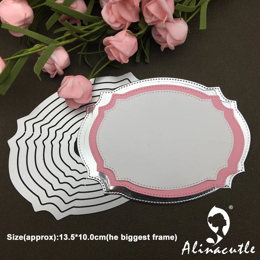Alinacutle 금속 절단 다이 컷, 기본 프레임, 스크랩북 종이 공예 앨범 카드 펀치 나이프 아트 커터 다이, 8 개 네스팅
