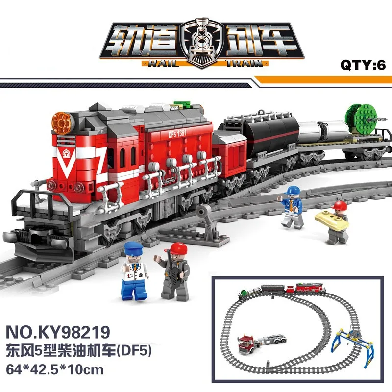 

Fit City Series Power-Driven Diesel Rail Train Cargo With Track Set building blocks toys for Children Kazi 98219/98220