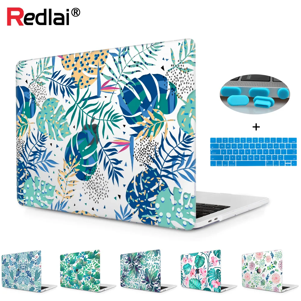 Чехол для ноутбука Redlai для Apple Macbook Pro 13 15 Touch bar Air 13," A1932 Pro retina 13,3 15,4" Жесткий чехол с цветочным принтом