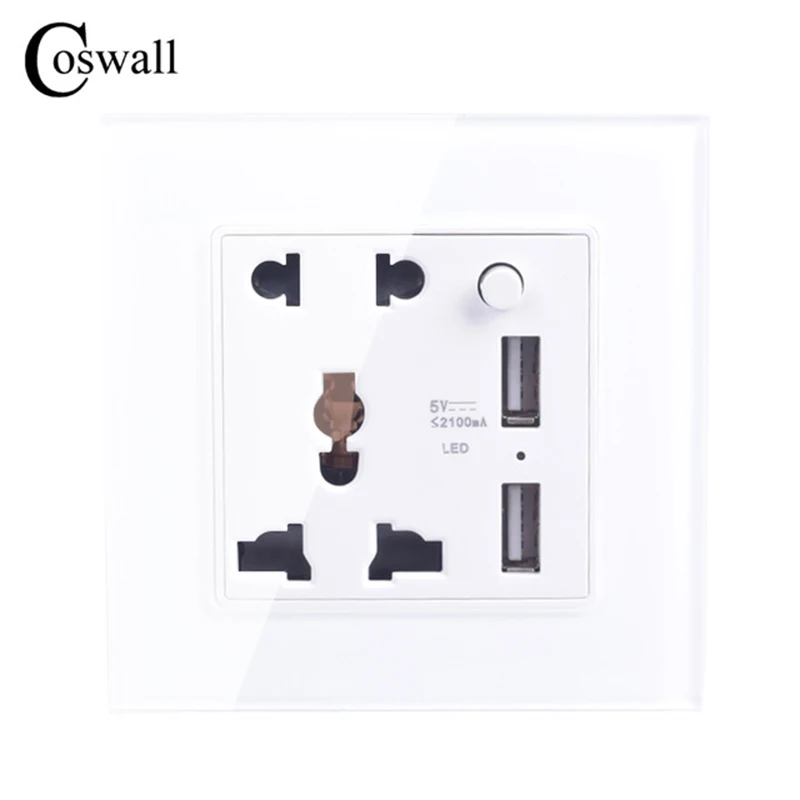 Coswall Хрустальная стеклянная панель 5 отверстий универсальные розеточные разъемы