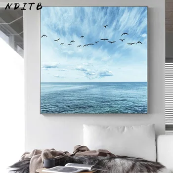 

Blue Sky Sea Ocean Picture Wall Art Scandinavian Poster Nordic Print Minimalist Seascape Canvas Painting Modern Home Decoration