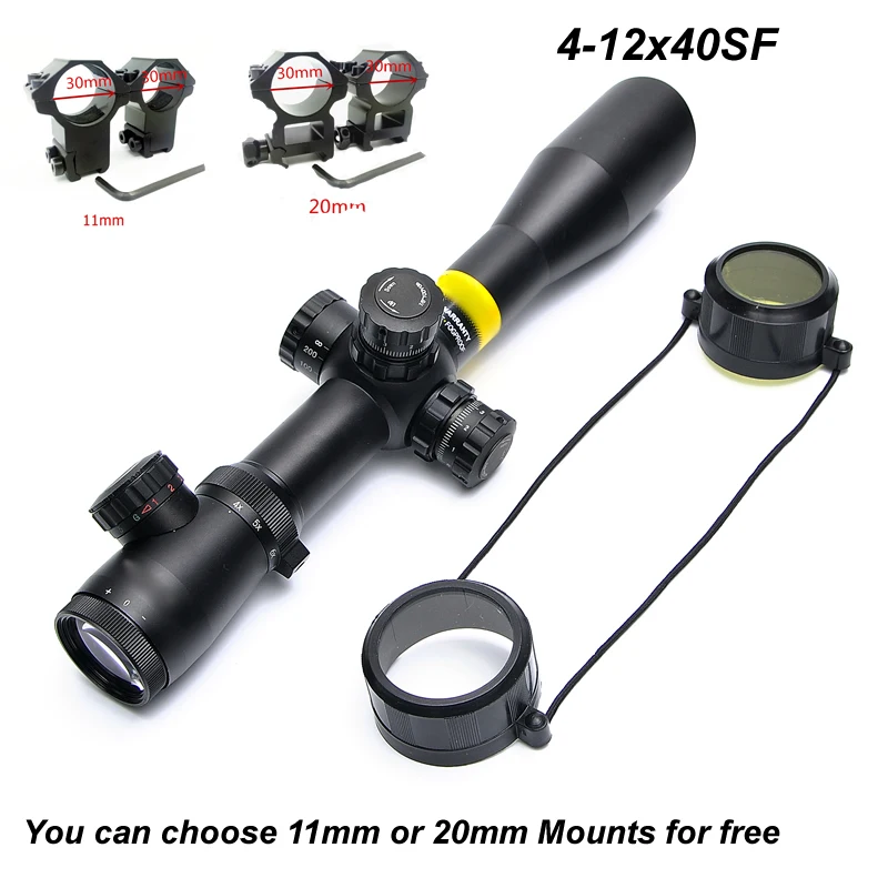 

Tactical Hunting Riflescope 4-12x40SFIR 30mm Tube Diameter Scope Airsoft Rifle Scopes Luneta Para Rifle Caza