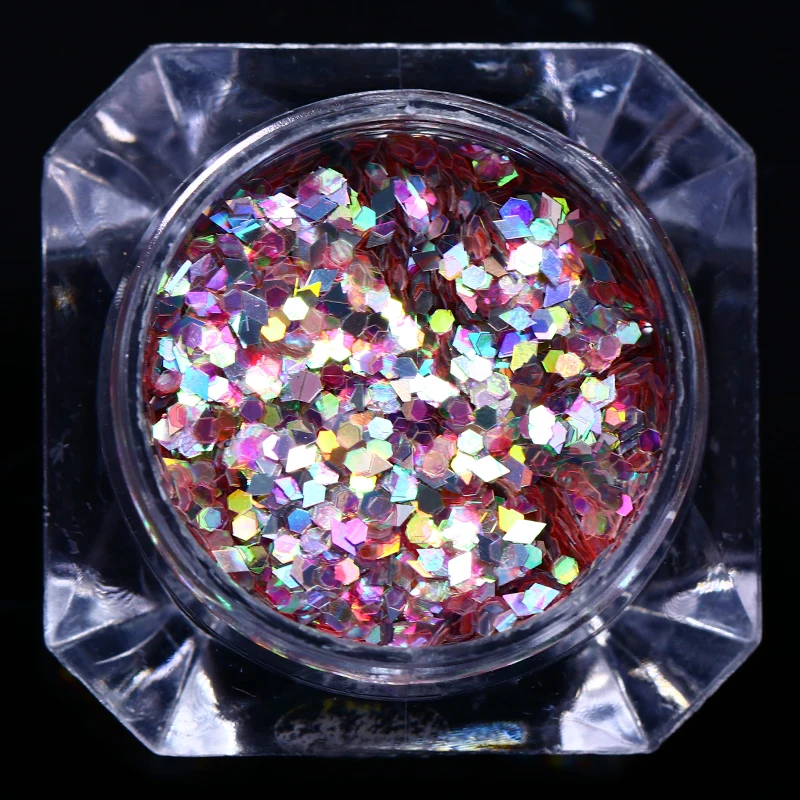 1 Box Mermaid Flakes Nail Sequins Utrathin Holo Hexagon Tips Polish Glitter Nail Art Decorations Pigment
