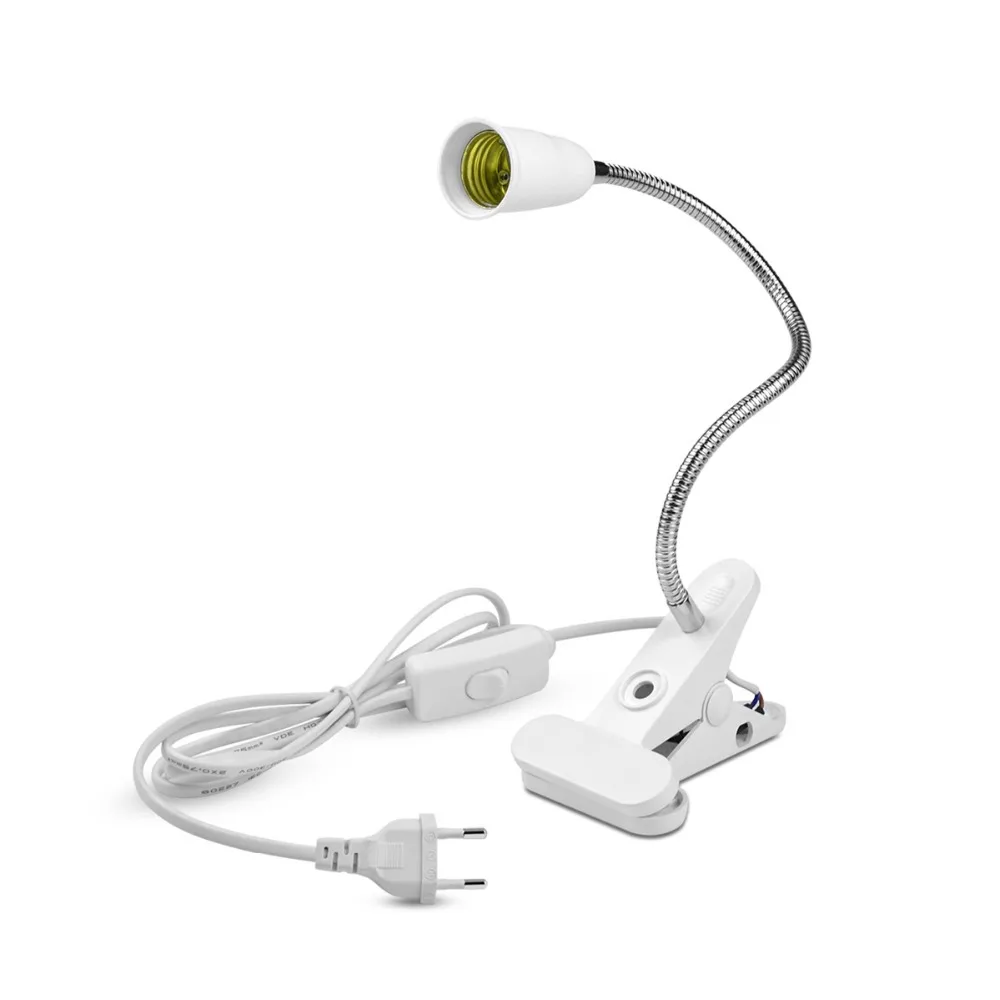 

E27 Flexible Bedroom Lamp Clip Holder Table Lamp Socket With On/Off Switch LED Light Holder For Study Reading Lamp