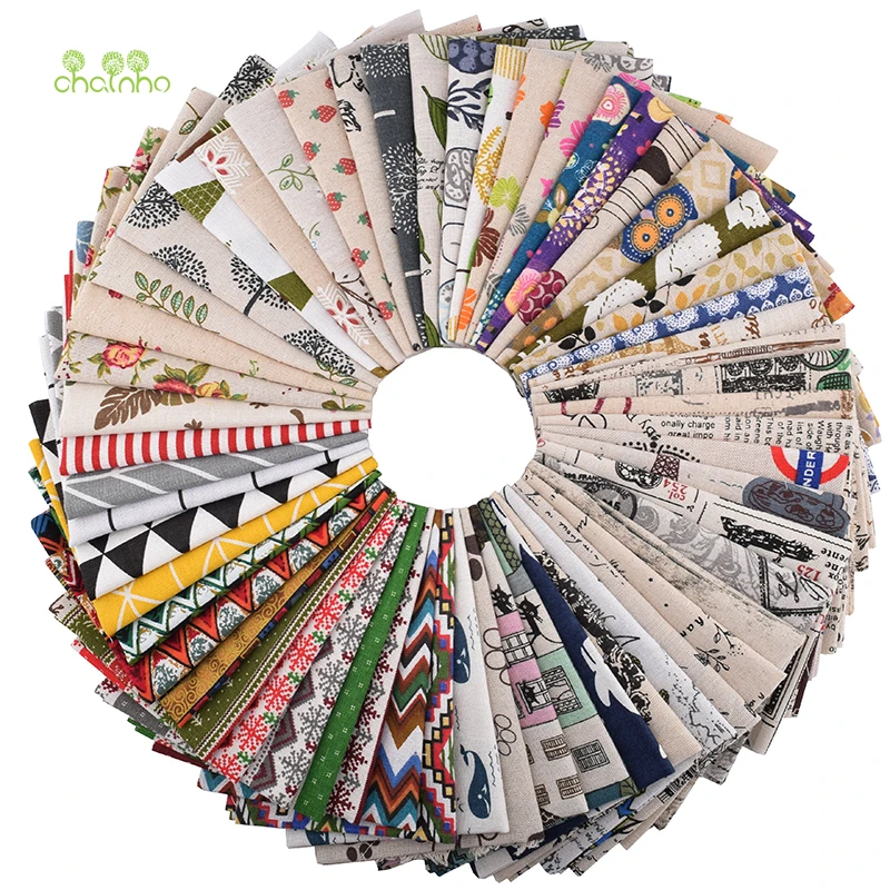 Chainho, 12 шт./партия, случайный узор, хлопковая льняная ткань, Лоскутная Одежда для поделок, стеганая и швейная салфетка, материал сумки, 25x25 см