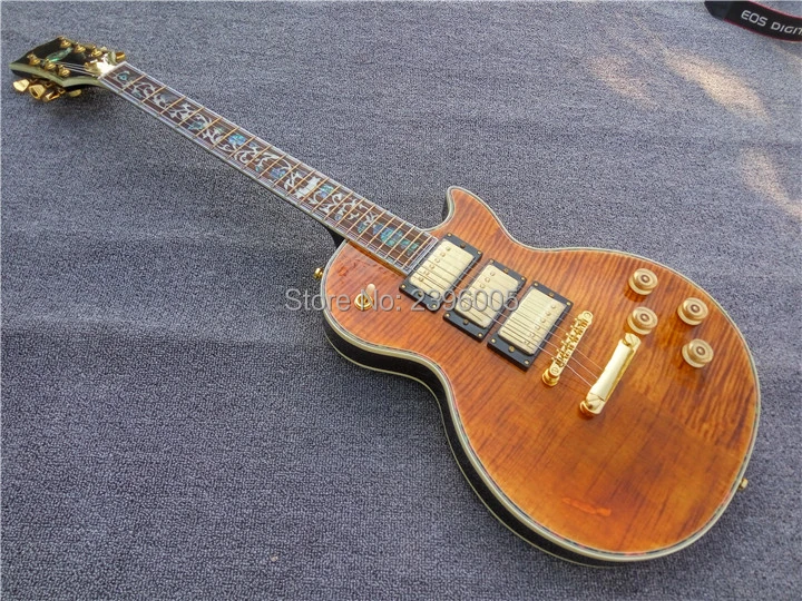 

Hot sale LP custom electric guitar,3 wax potted pickups,gold hardware,flamed maple top&back.life live fingerboard.lp guitar