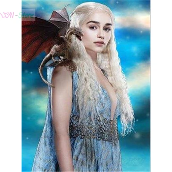 

100% Full 5D Diy Diamond Painting Dragon and princess 3D Diamond Painting Round Rhinestone Diamant Painting Embroidery WG404
