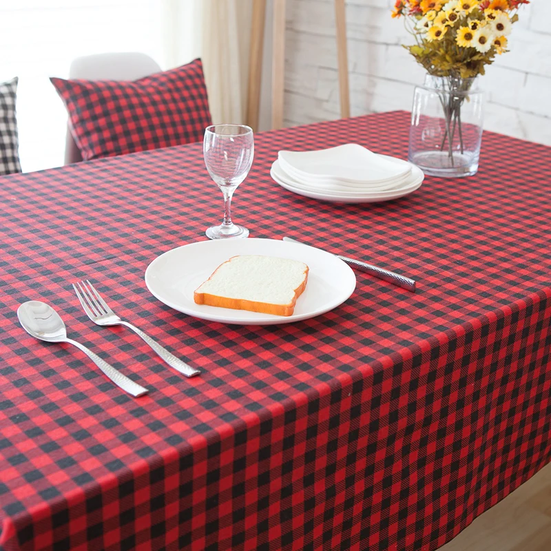 Linen coffee table cloth picnic tablecloth 1 pcs black and white